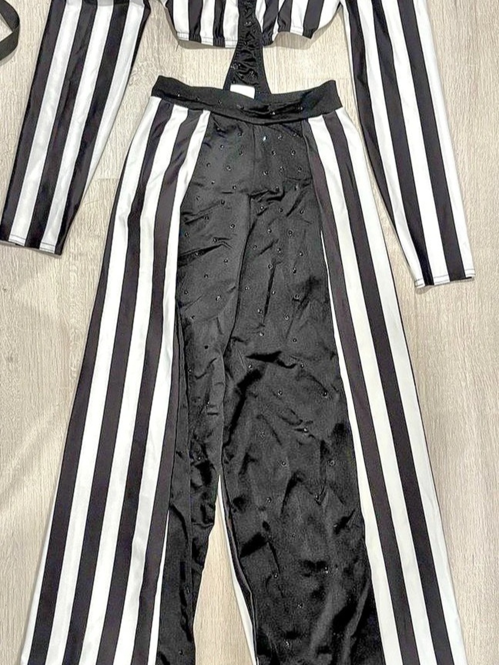Dance costume Striped Wide Leg Maxi Dress in Black & White Like New